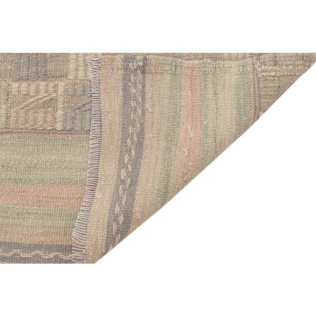 Mid 20th Century Mid 20th Century Mid 20th Century Washed Out Vintage Embroidered Kilim For Sale - Image 5 of 7