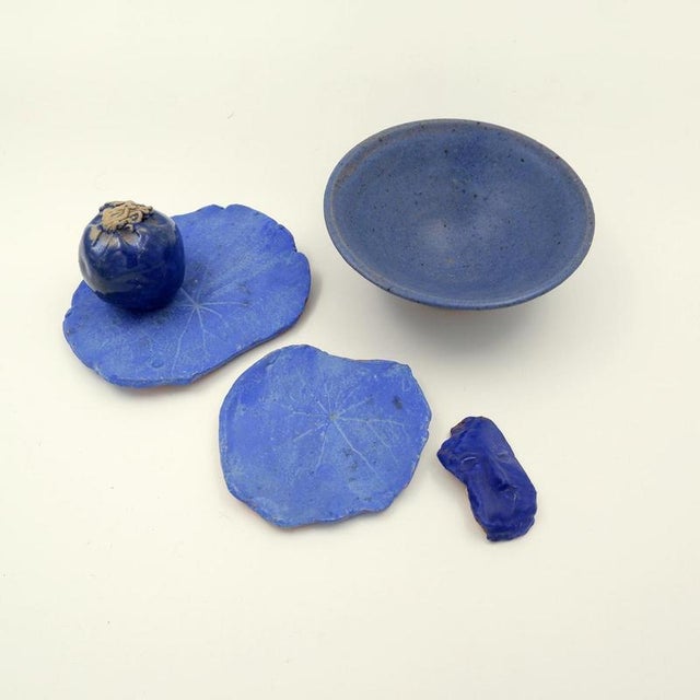 Blue Ceramics by N. Lebrun for Fond d'Atelier, Belgium, 1970s, Set of 5 For Sale - Image 12 of 14