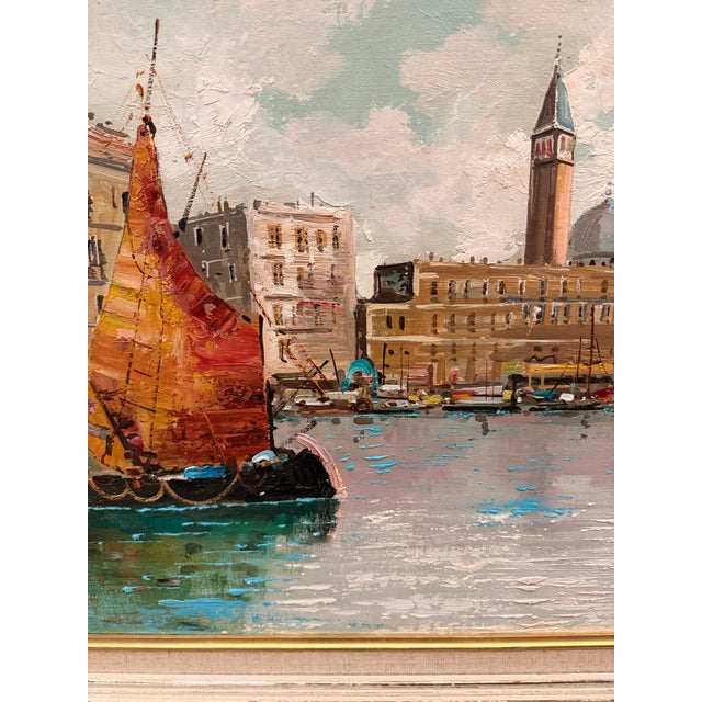 1930s Original Vintage Oil on Canvas Venetian Scene For Sale - Image 5 of 6