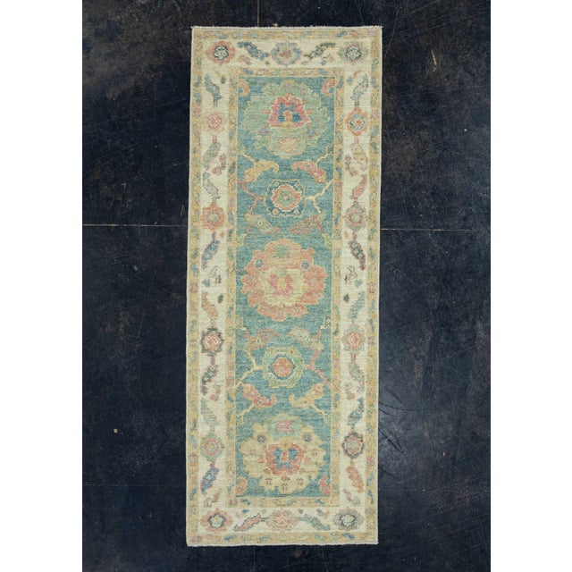 Blue Turkish Oushak Runner Rug 2'3" x 5'11" #17529 For Sale - Image 8 of 8