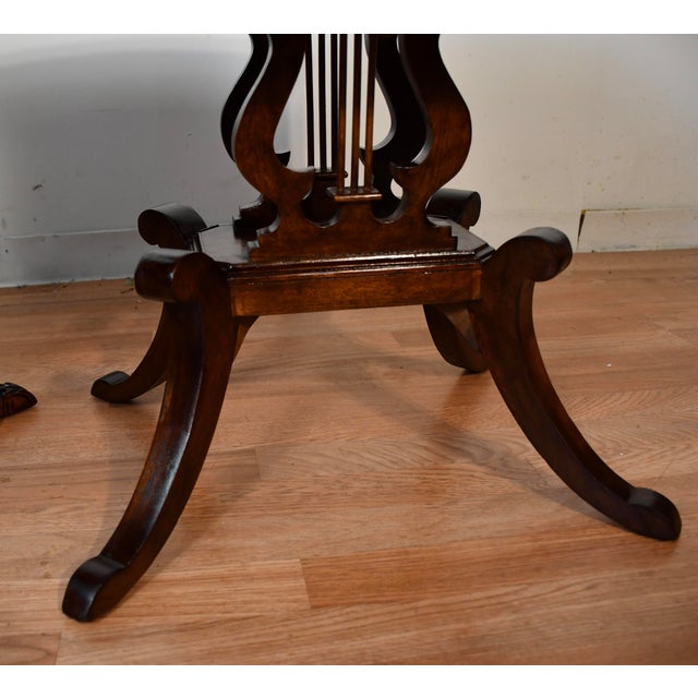 1920s Duncan Phyfe Mahogany Lyre Base Pair of Nightstands / Bedside Tables For Sale - Image 17 of 18