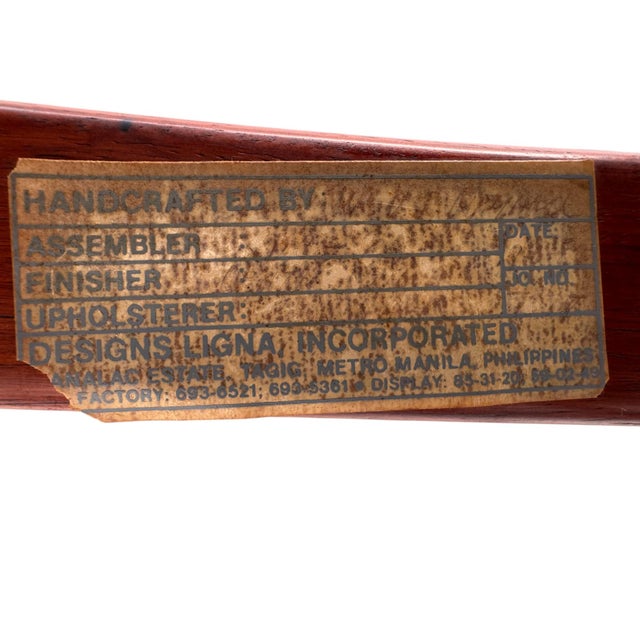 Late 20th Century Pair of Vintage Mid-Century Modern Leather and Wood Spanish/Safari Style Armchairs by Ligna For Sale - Image 10 of 11