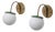 Vintage Italian Brass Wall Lamps with Green Details and Opaline Globes, 1950s, Set of 2 For Sale