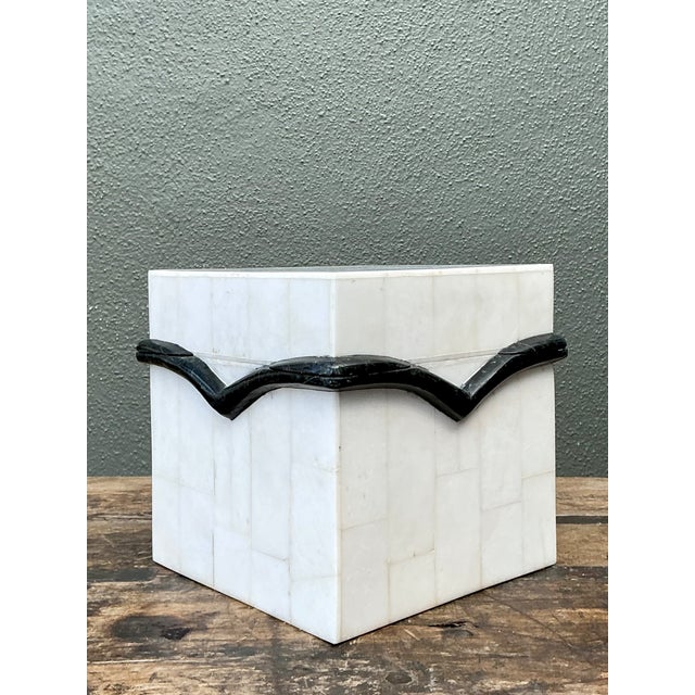 Vintage Black and White Stone Box For Sale In West Palm - Image 6 of 12