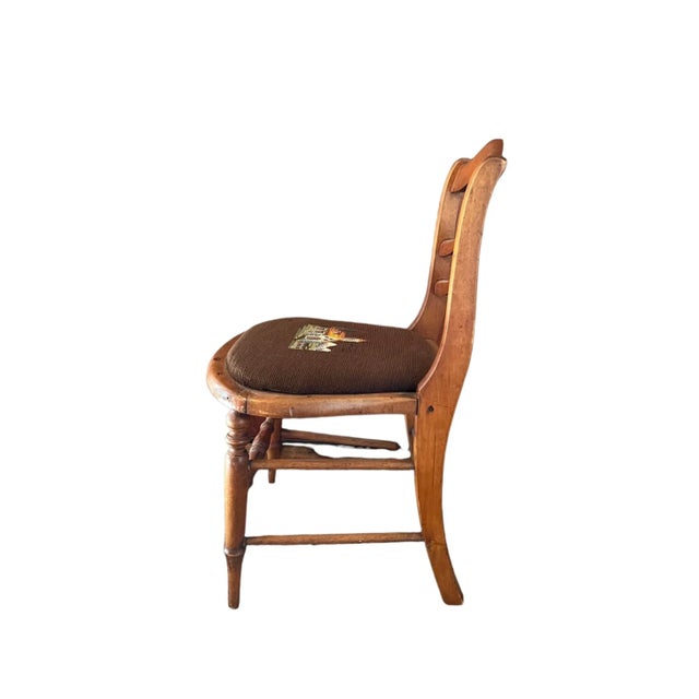 1900 - 1909 Early 1900s Antique Child’s Needlepoint Chair For Sale - Image 5 of 9