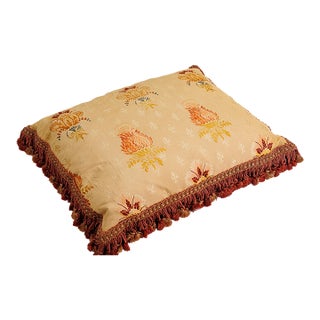 Pair of Peach Antique Damask Embroidered Cushions For Sale