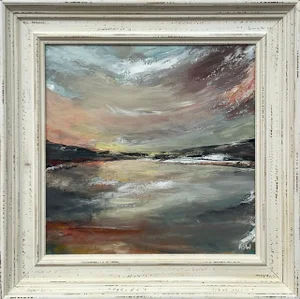 Colourful Expressive Abstract Sea Landscape Art by Contemporary British Artist, 2024, Framed