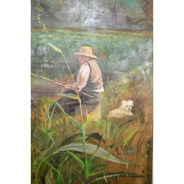 Blue French Folding Screen by Charles Frechon, 1894 For Sale - Image 8 of 18