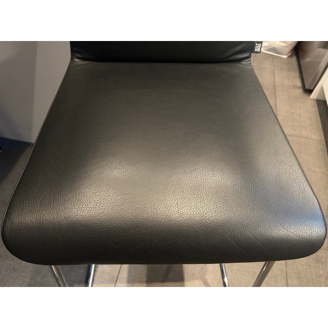 Black Rolf Benz 626 Sinus Black Leather Skid Bar Stool Designed by Kai Stania For Sale - Image 8 of 11