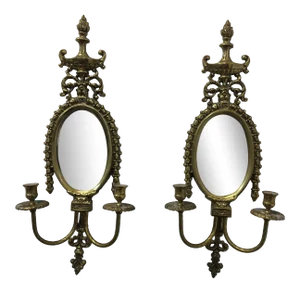 Vintage Empire Brass Wall Sconces - a Pair