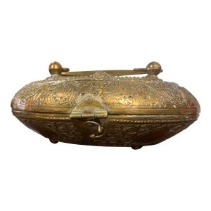 Vintage Ornate Brass Evening Bag / Vanity Purse | Engraved Metal Handbag