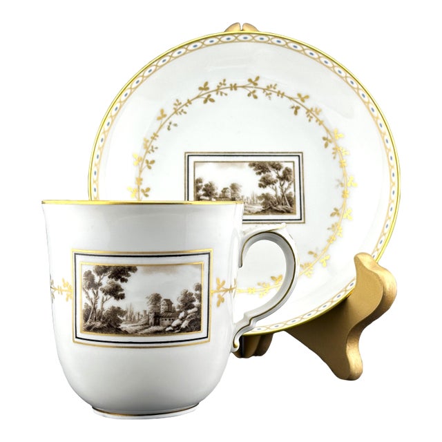 Richard Ginori Fiesole Mug – 8 Oz Italian Porcelain, Landscape Scene - 2pc For Sale