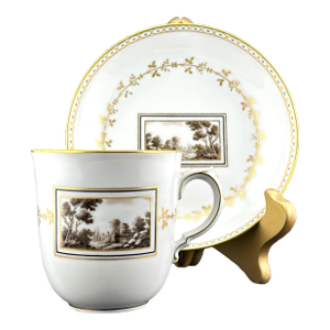 Richard Ginori Fiesole Mug – 8 Oz Italian Porcelain, Landscape Scene - 2pc