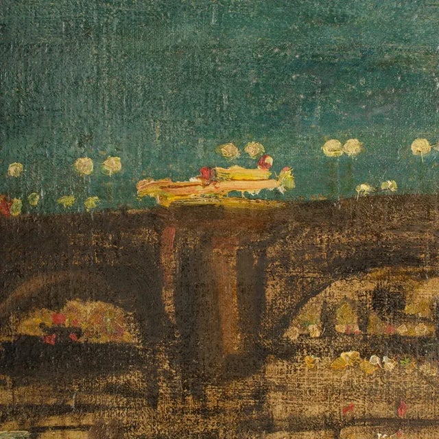 "Augustusbrücke" Oil Painting of a Bridge in Dresden at Night, Late 19th Century. For Sale In Philadelphia - Image 6 of 12