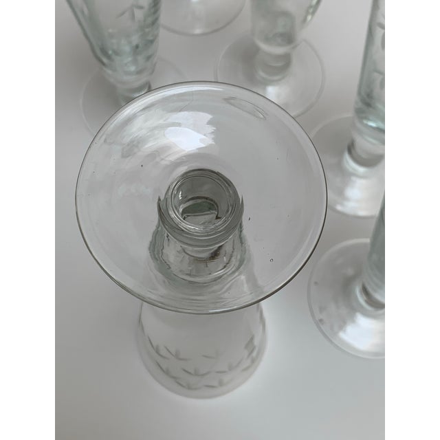 Late 20th Century Bamboo Pattern Etched Stemware - Set of Six For Sale - Image 9 of 11