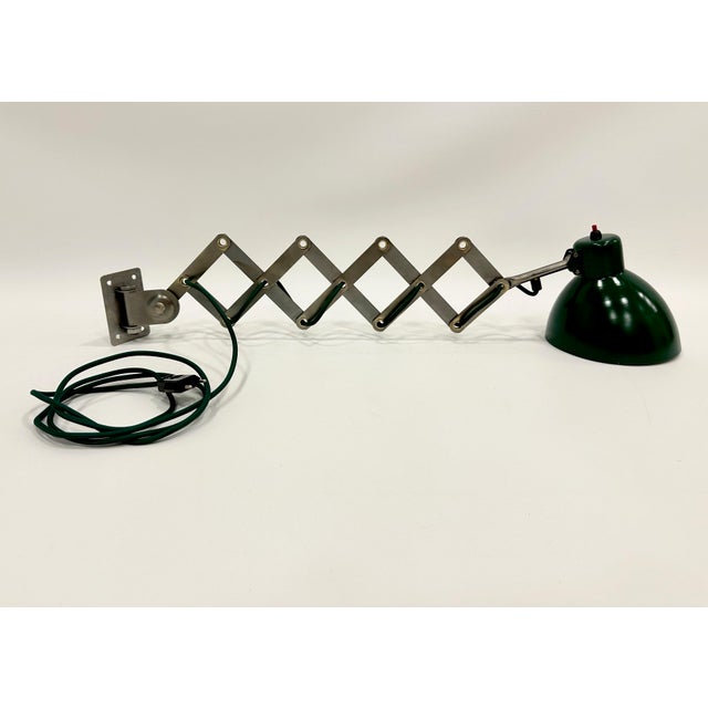 1950s Industrial Dark Green Scissor Wall Lamp, 1950s For Sale - Image 5 of 12