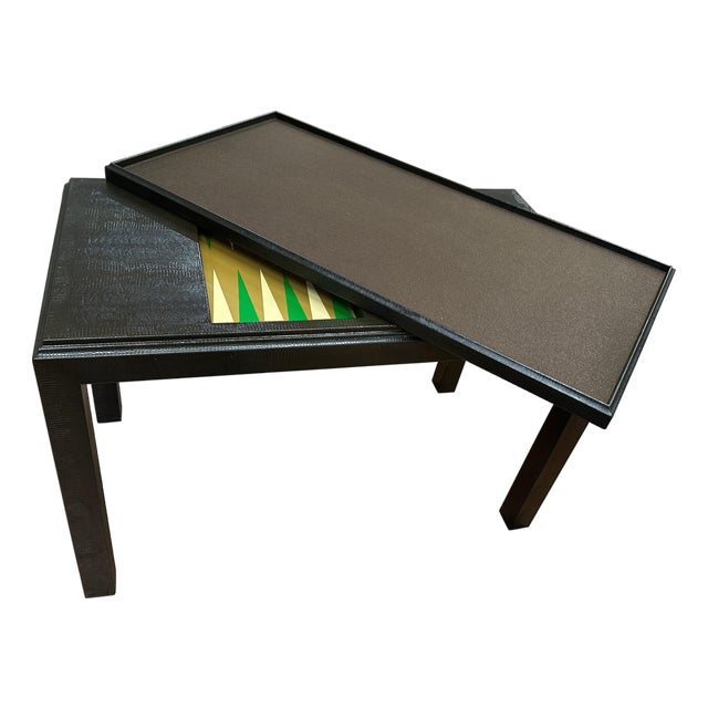 Mid 20th Century Faux Snakeskin Game Table with Removable Top For Sale