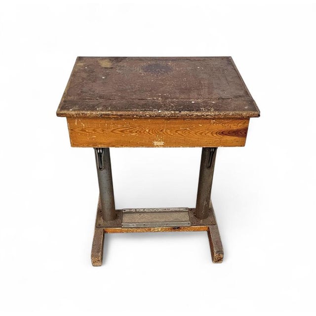 20th Century Adjustable School Chair and Table from Grythyttan, Set of 2 For Sale - Image 16 of 18