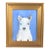 Folk Art Doggie Dog Puppy Oil Painting Including the Antiqued Gold Wood Frame For Sale