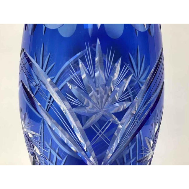 Early 20th Century Cobalt Blue Cut To Clear Crystal Glass Vase Chairish