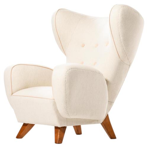 Wingback Easy Chair in Elm and Fabric, 1940s For Sale - Image 12 of 12