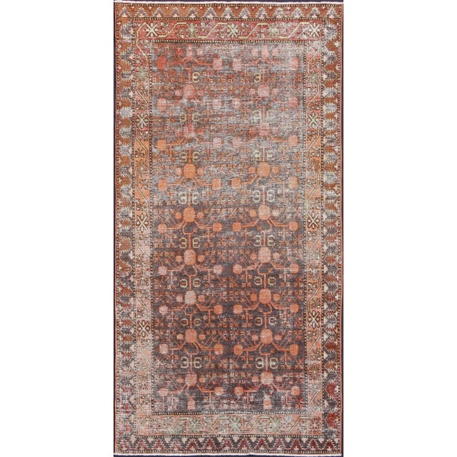 1920s Antique Khotan Rug With Repeating Medallions in Burnt Orange and Deep Brown For Sale - Image 5 of 5