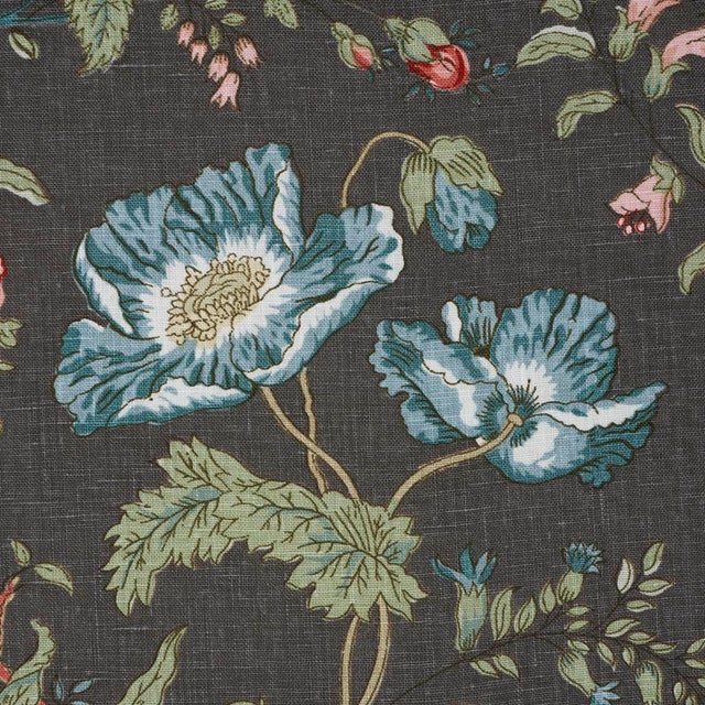 Schumacher SAMPLE - Schumacher Giselle Floral Fabric In Noir For Sale - Image 4 of 4