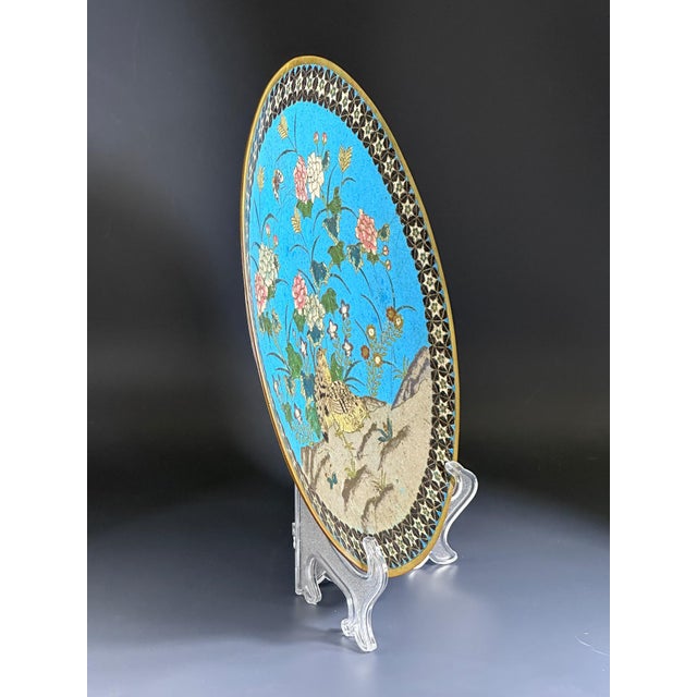 Antique Japanese Bronze Cloisonné Plate, 1890s For Sale - Image 9 of 10