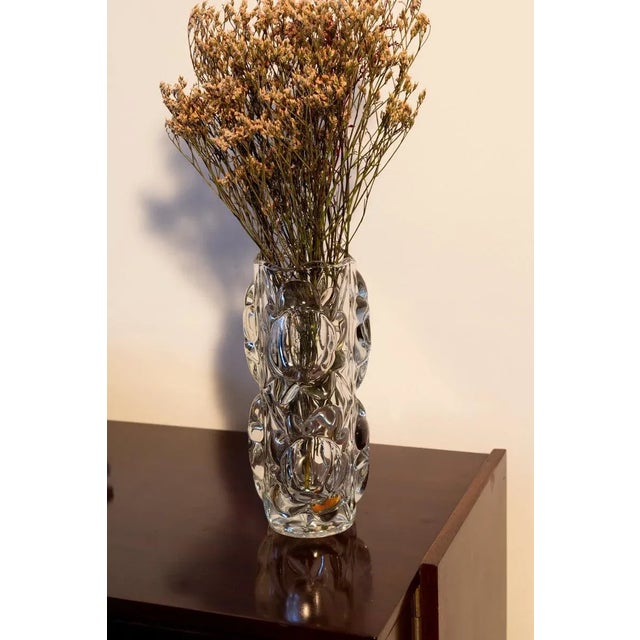 Transparent Vintage Czech Glass Vase, Frantisek Peceny for Hermanova Hut For Sale - Image 8 of 9