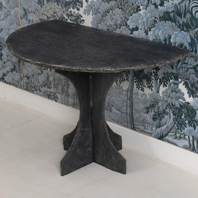 19th Century 19th C. French Slate Demilune Console Table For Sale - Image 5 of 14