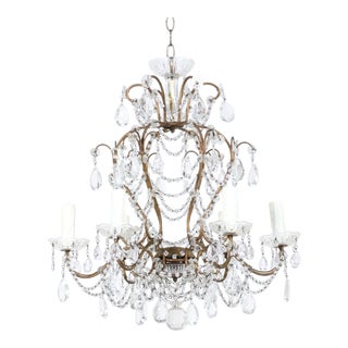 Italian Vintage Crystal Beaded Chandelier For Sale