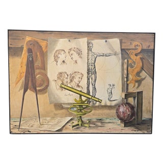 Lucien Mathelin, Figurative Composition, Mid-20th Century, Oil Painting on Panel For Sale