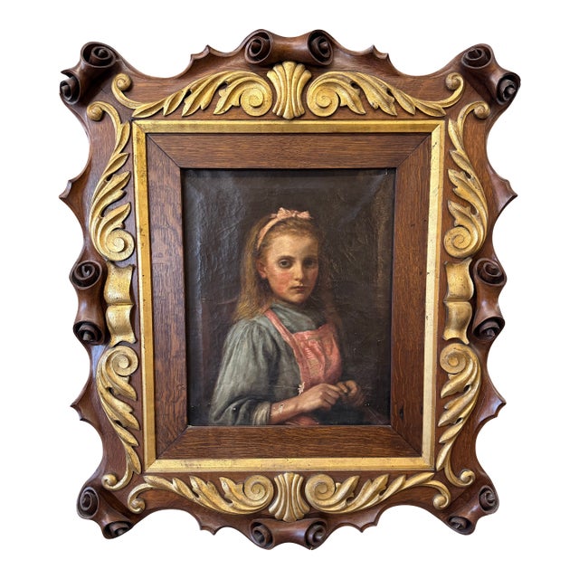 “Alice in Wonderland” Portrait, Oil Painting, Circa 1800s For Sale