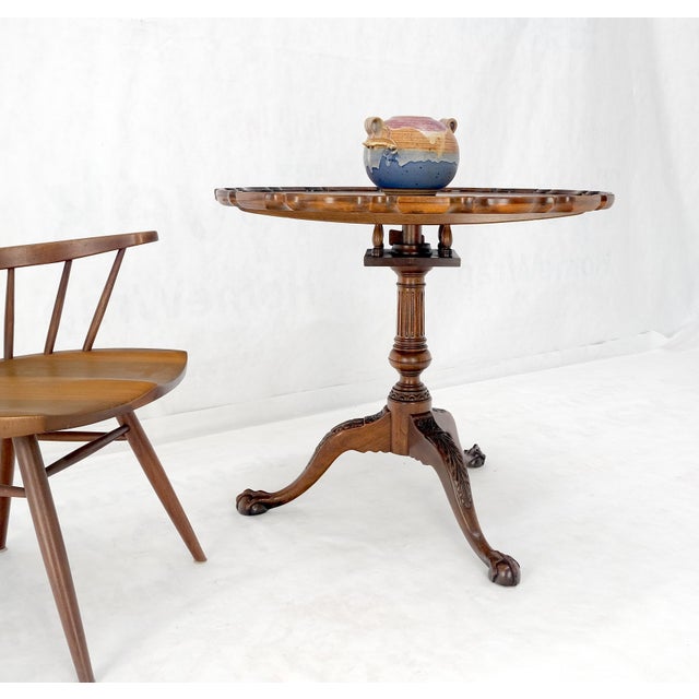 Baker Pie Crust Tilt Top Carved Mahogany Ball & Claw Breakfast Table MINT For Sale - Image 11 of 11