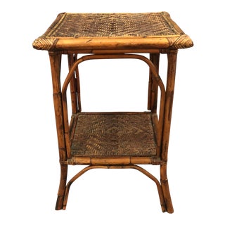 Bamboo Two-Tier Side Table For Sale
