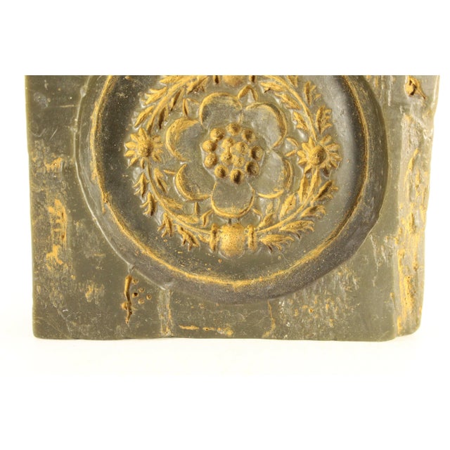 Antique Square Wax Mold for Marzipan/Springerle Cookies With Floral Wreath For Sale In Houston - Image 6 of 12