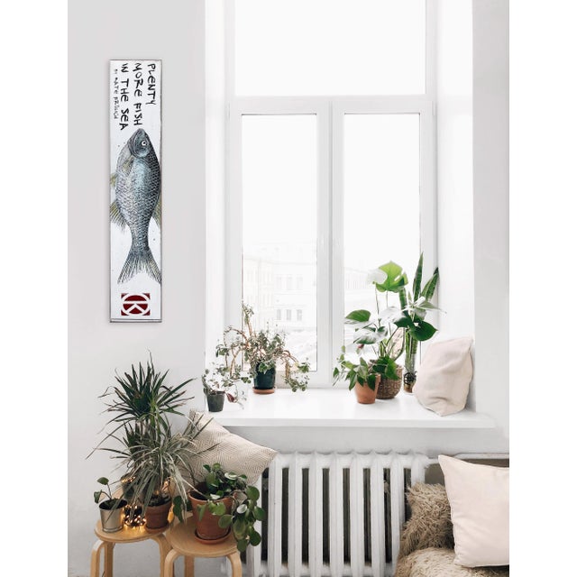 Gray "Plenty More Fish" Contemporary Acrylic Painting on Canvas by Carl Smith For Sale - Image 8 of 10