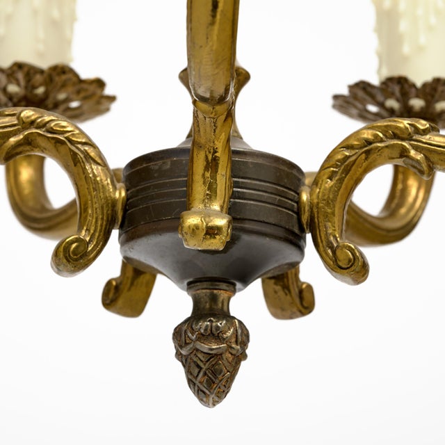 Bronze Vintage French, Bronze, Petite Chandelier For Sale - Image 8 of 9