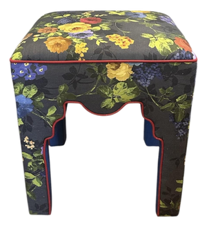 Mackenzie Childs Covent Garden Upholstered Ottoman / Parsons Stool / Vanity Chair