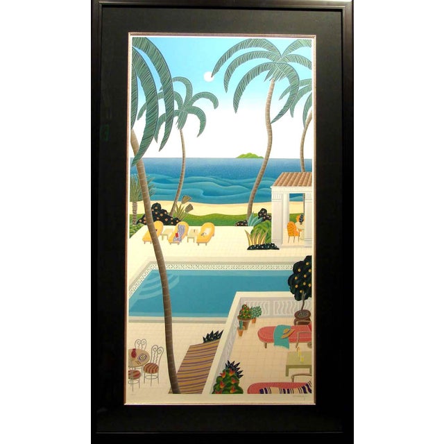 Thomas McKnight "Hawaiian Lagoon" Serigraph With Custom Frame Hand Signed For Sale