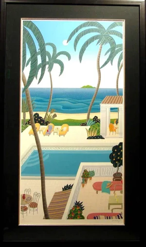 Thomas McKnight "Hawaiian Lagoon" Serigraph With Custom Frame Hand Signed