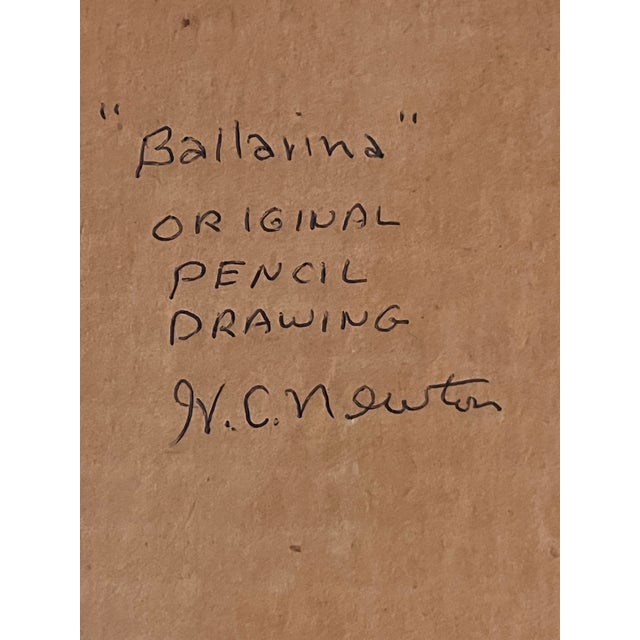 Drawing/Sketching Materials 1970s Modern “Ballerina” Original Pencil Drawing by h.c. Newton, California For Sale - Image 7 of 8