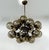 Italian oval shaped sputnik chandelier with 24 smoky Murano glass globes mounted on brass frame in bronze finish / Made in...