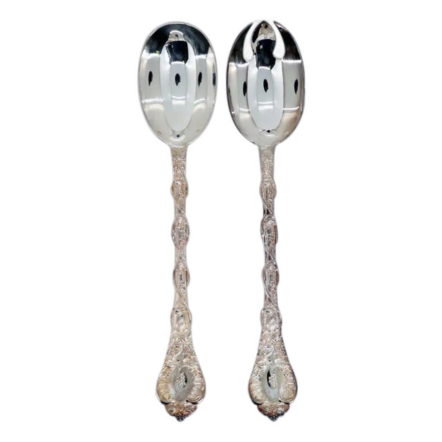 French Odiot Demidoff .950 Sterling Silver Two-Piece Salad Server For Sale