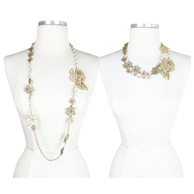 Chanel Rare Gold Lace Flower Pearl Long Necklace *Marked 08 *Made in France *Comes with original box, dustbag and ribbon...