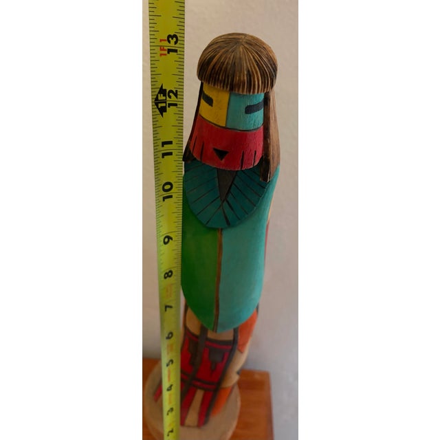 Vintage Signed k.t. Spencer "White Chin" Hand-Carved Wood Kachina Doll - 12.5" For Sale - Image 10 of 10