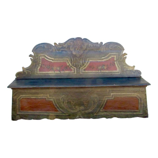 18th. Century Italian Baroque Painted Hall Bench For Sale