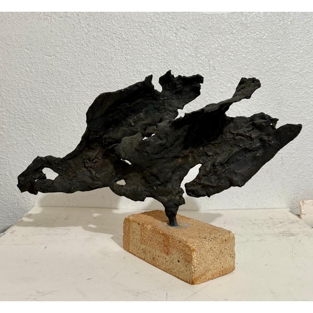 Zvi Aldouby, Brutalist Israeli Bronze Abstract Sculpture Wave Form Zvi Aldouby, c.1950's -1960's For Sale - Image 4 of 18