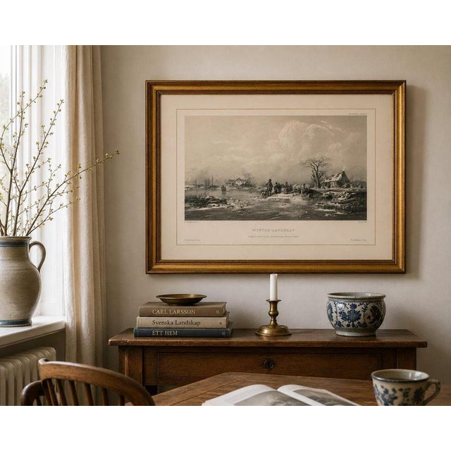 Gold After Pehr Wickenberg, Winter-Landskap, Swedish Winter Scene, 1850, Lithograph For Sale - Image 8 of 9