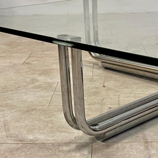 Metal Large Vintage 784 Coffee Table in Chromed Steel and Glass by Gianfranco Frattini for Cassina, 1970s For Sale - Image 7 of 10